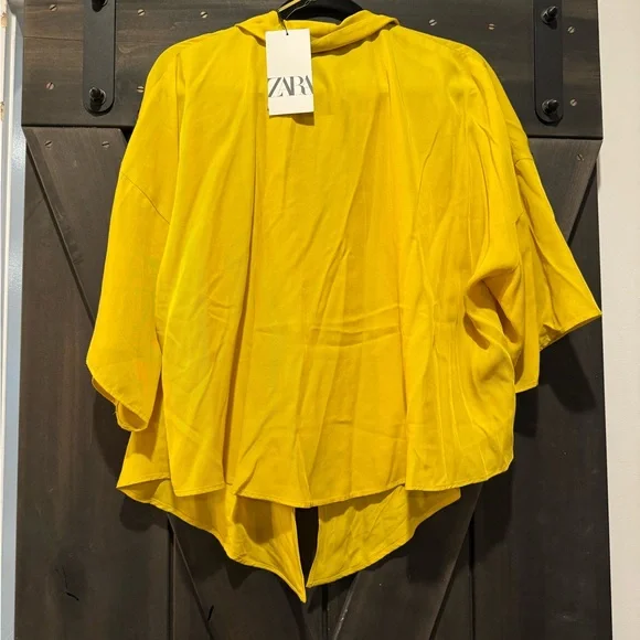 Zara Mustard Knotted Blouse - Picture 2 of 3